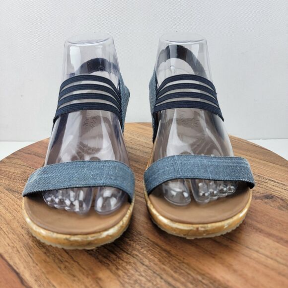Skechers Cali Womens Size 7 Blue Beverlee-Smitten Kitten Wedge Sandals 38527 - Picture 2 of 9